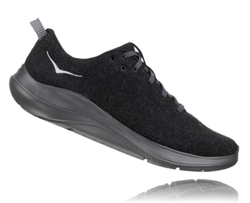 Hoka One One Hupana Flow Wool - Tenis Corrida Largos Homem Pretas / Cinzentas Escuro | PT-L0o775X